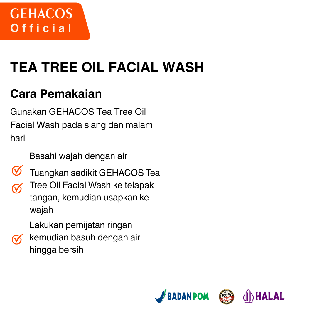 GEHACOS Tea Tree Oil Facial Wash, For Oily & Acne Skin, Anti Bacterial, Anti Inflammatory, 100 ml - Gambar 5