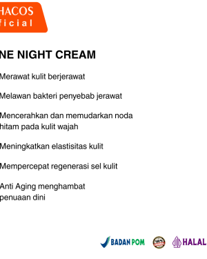 GEHACOS Acne Night Cream, Bee Venom, Bisabolol, Niacinamide, Retinol Untuk Jerawat & Anti Aging