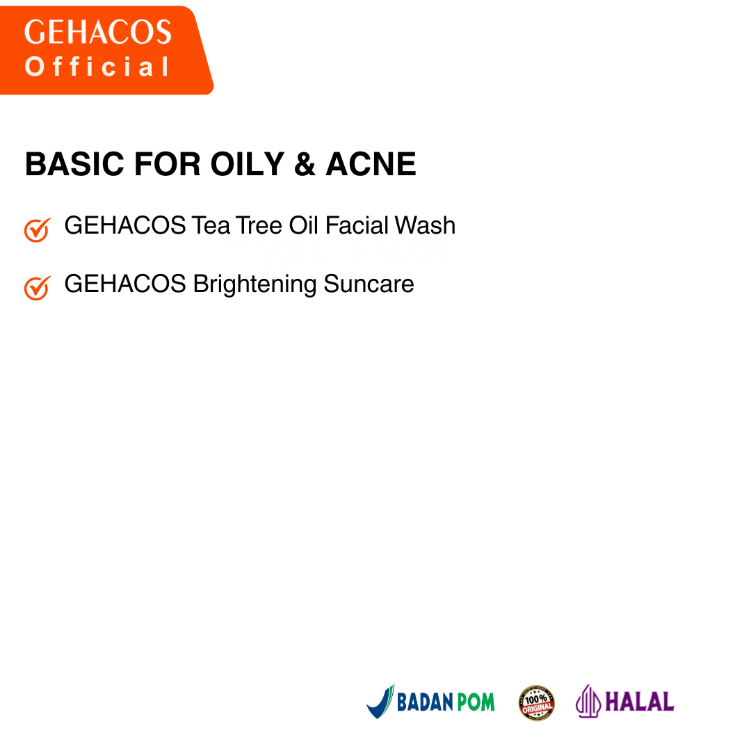 GEHACOS Basic For Oily & Acne, Jerawat, Anti Bakterial, Anti Inflammatory, Skin Barrier, SPF 49+