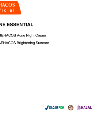 GEHACOS Acne Essential, Jerawat, Melawan Bakteri, Pencerah, Anti Aging, Regenerasi Sel, SPF49+ PA+++
