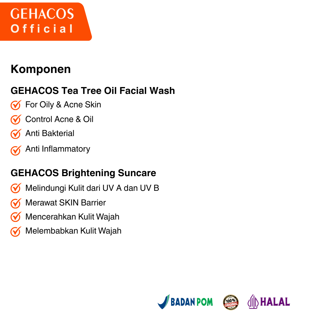 GEHACOS Basic For Oily & Acne, Jerawat, Anti Bakterial, Anti Inflammatory, Skin Barrier, SPF 49+ - Gambar 5
