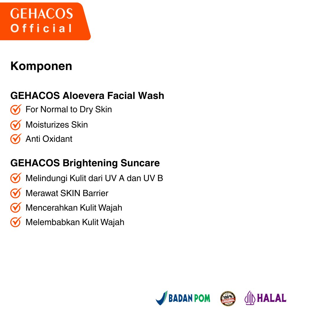 GEHACOS Basic For Normal To Dry, Moisturizes Skin, Anti Oxidant, Skin Barrier, Anti Aging, SPF 49+ - Gambar 5