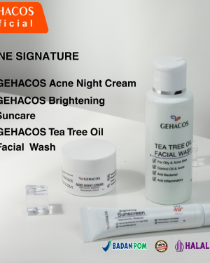 GEHACOS Acne Signature, Jerawat, Anti Bacteria l, Pencerah, Anti Aging, Regenerasi Sel, SPF49+ PA+++
