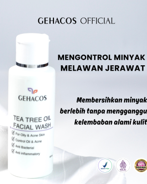 GEHACOS Tea Tree Oil Facial Wash, For Oily & Acne Skin, Anti Bacterial, Anti Inflammatory, 100 ml