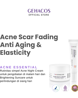GEHACOS Acne Essential, Jerawat, Melawan Bakteri, Pencerah, Anti Aging, Regenerasi Sel, SPF49+ PA+++