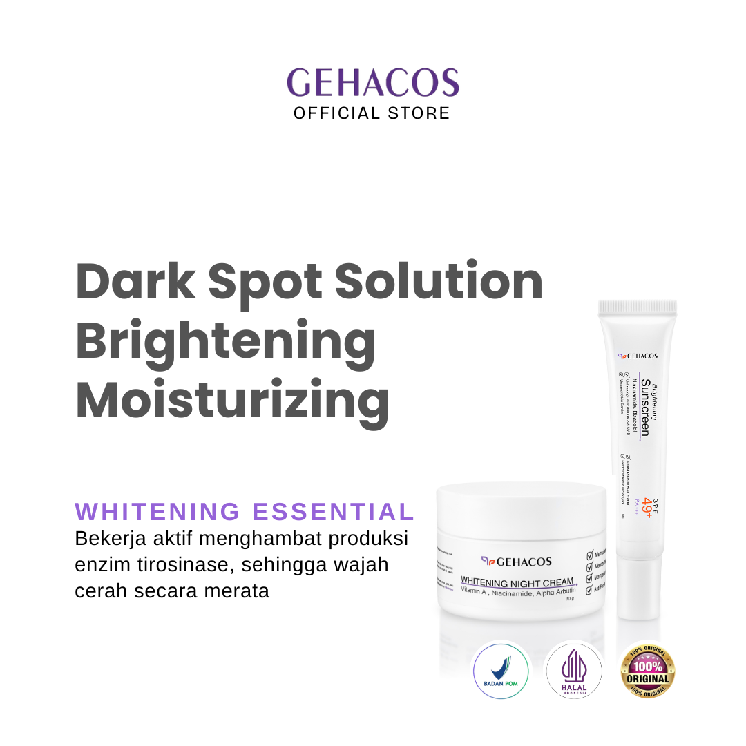 GEHACOS Whitening Essential, Flek, Pencerah, Skin Barrier, Anti Aging, Regenerasi Sel, SPF49+, PA+++03