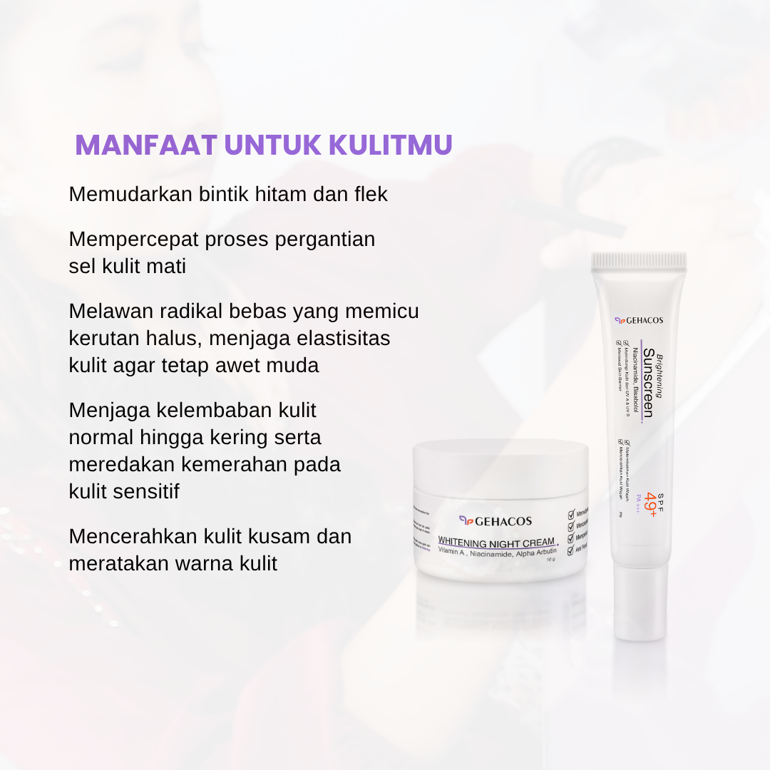 GEHACOS Whitening Essential, Flek, Pencerah, Skin Barrier, Anti Aging, Regenerasi Sel, SPF49+, PA+++03 - Gambar 5
