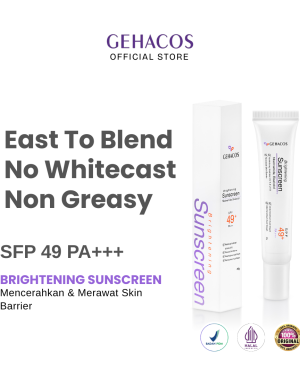 GEHACOS Brightening Sunscreen, Bisabolol, Niacinamide, SPF49+, PA+++ Melindungi Kulit dari UV A & UV B