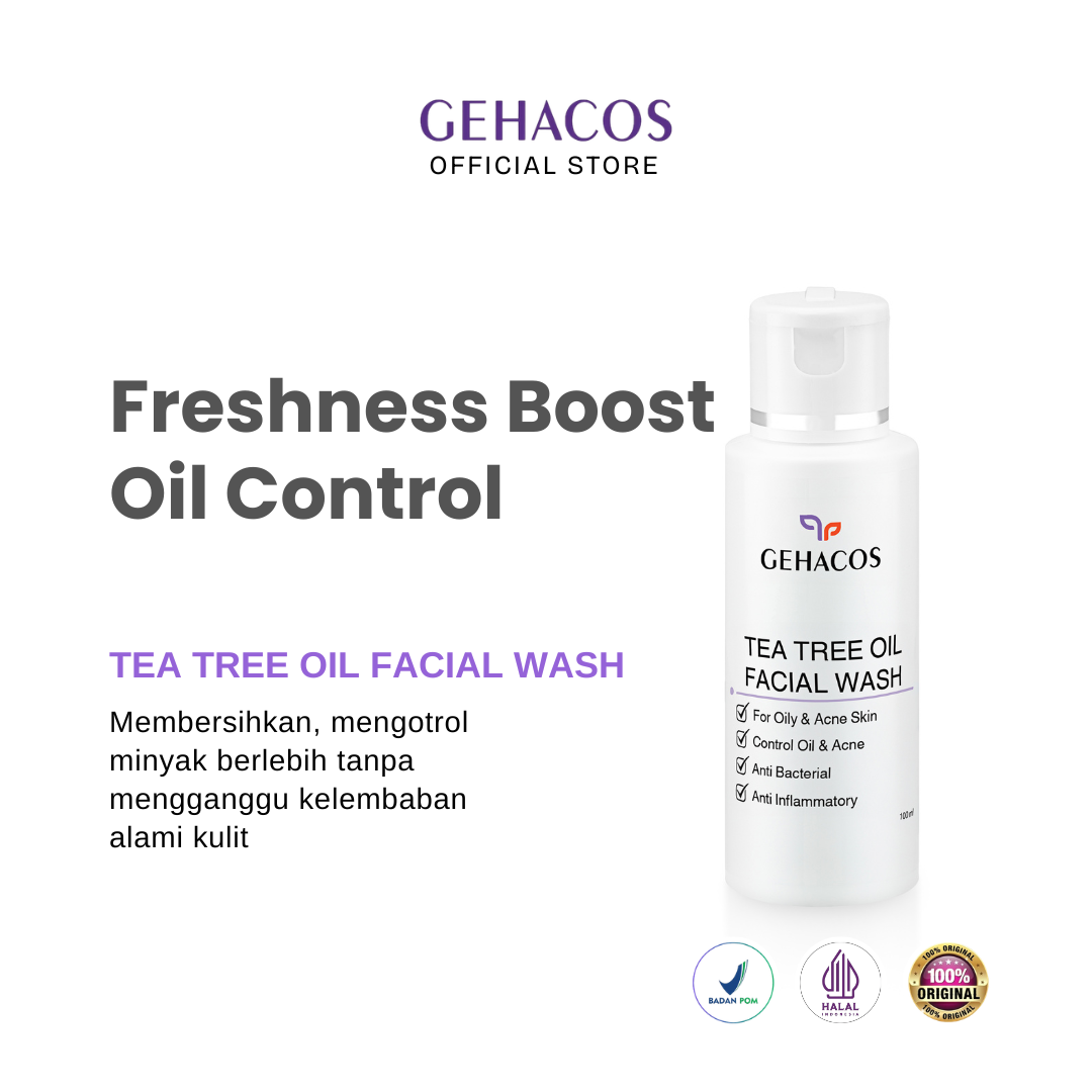 GEHACOS Tea Tree Oil Facial Wash, For Oily & Acne Skin, Anti Bacterial, Anti Inflammatory, 100 ml