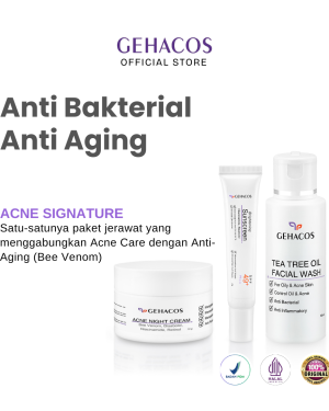 GEHACOS Acne Signature, Jerawat, Anti Bacteria l, Pencerah, Anti Aging, Regenerasi Sel, SPF49+ PA+++