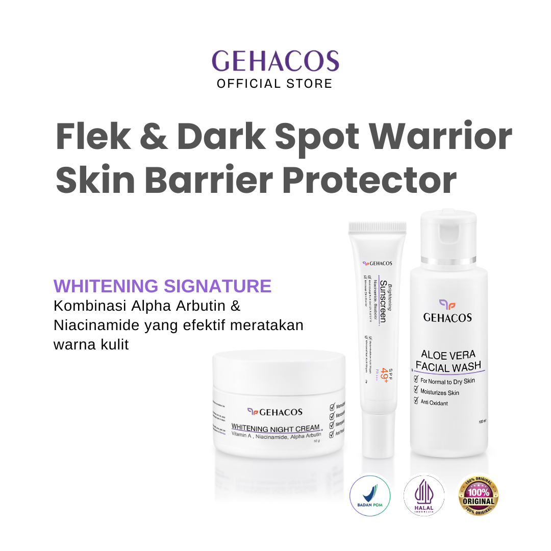 GEHACOS Whitening Signature, Flek, Moisturizes Skin, Pencerah, Skin Barrier,Regenerasi sel, SPF49+
